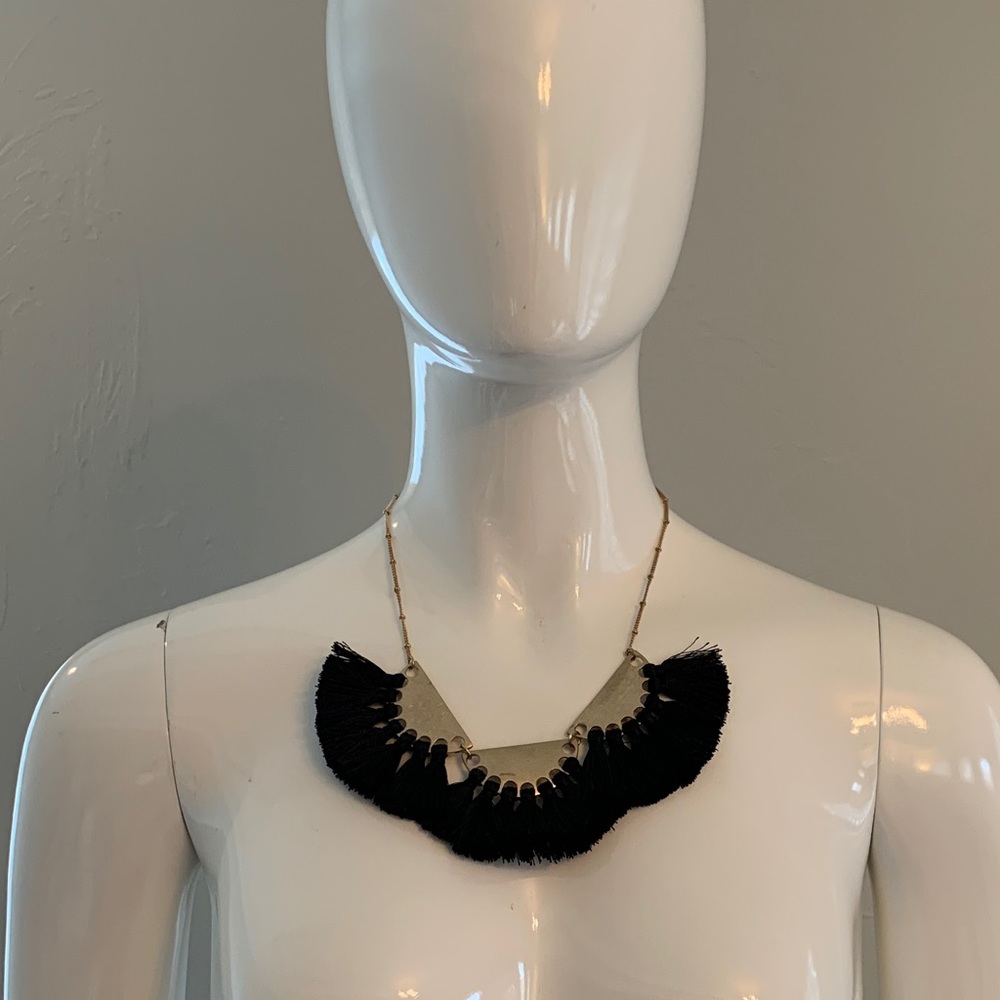 Black fringe necklace